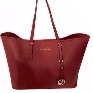 Michael kors red saffiano leather tote bag